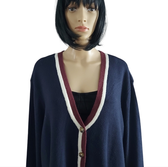 BNWT Joe fresh Navy and Cream Women's Knit Cardigan, plus size 3X - Picture 3 of 11
